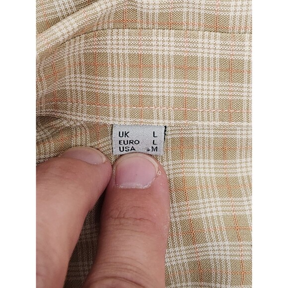 Barbour The Travel Shirt Men's M Beige Short Sleeve‎ Button Up Plaid - Picture 5 of 8